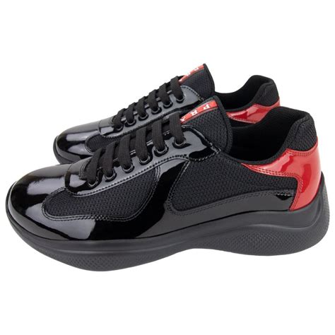 prada americas cup mens high-top sneaker black red